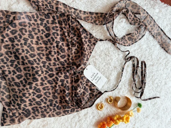 Tiger Print Halter Top with Shawl